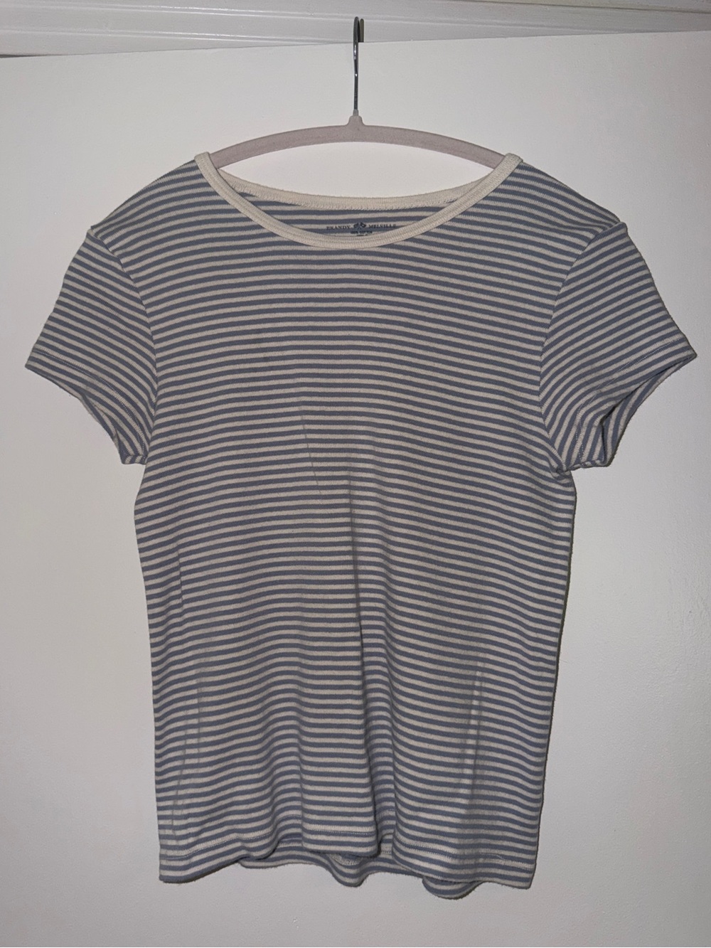 Brandy Melville Blue & White Striped Short Sleeve Tee